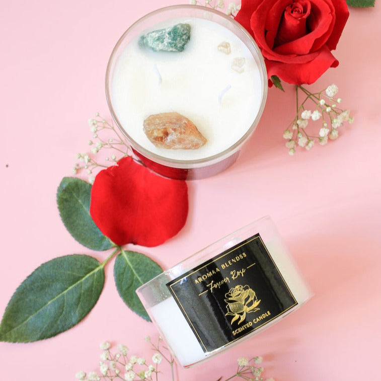 FOREVER ROSE HEALING CRYSTAL CANDLE
